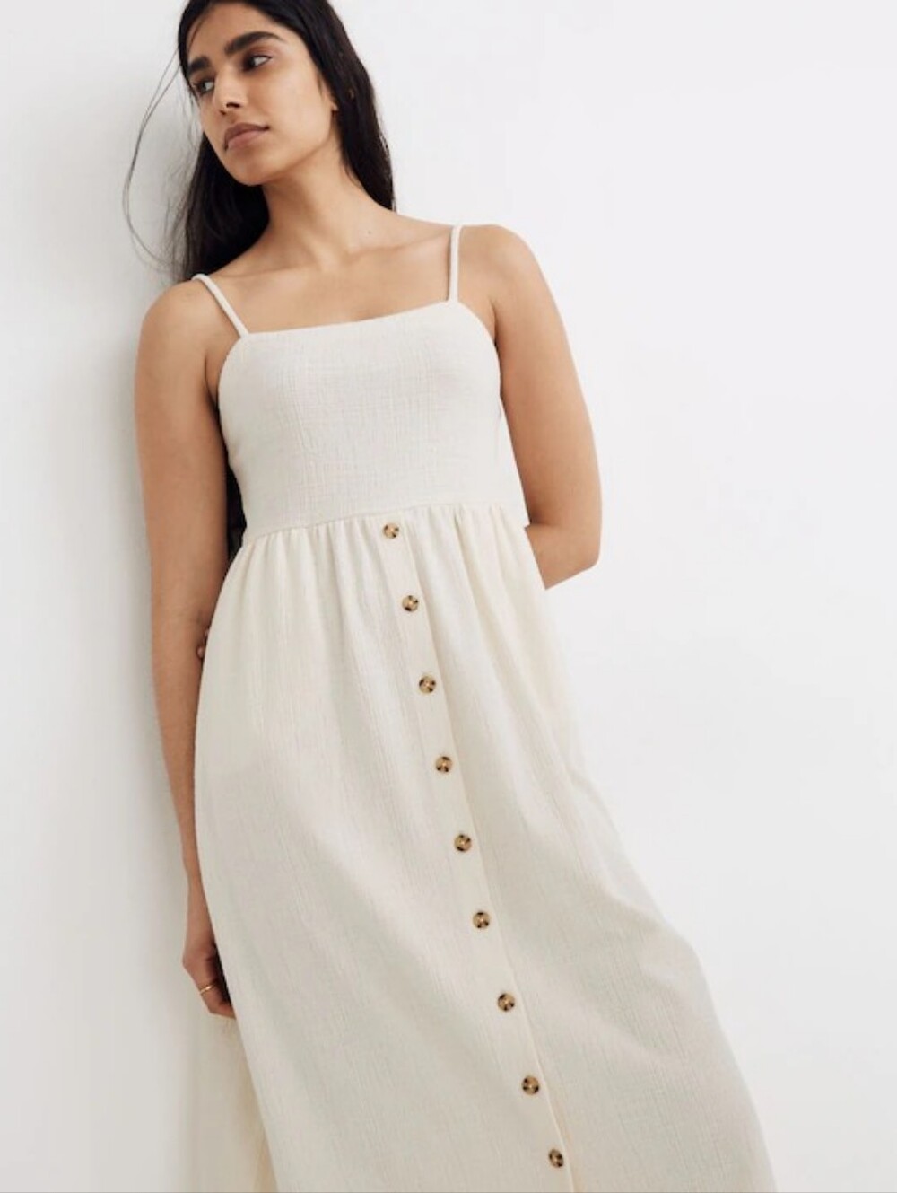 Madewell Cami Button-Front Midi Dress